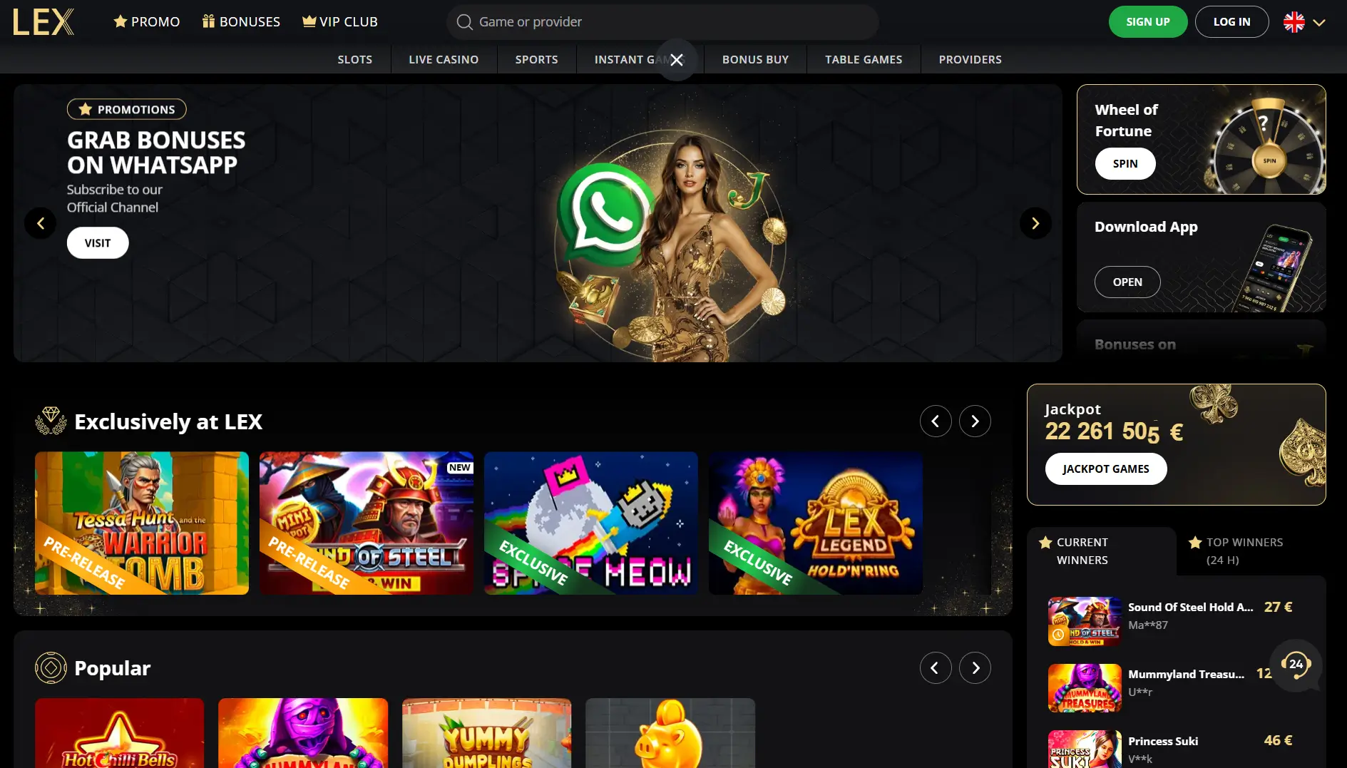 Offizielle Website von Lex Casino mit exklusiven Spielen, Jackpots und Aktionen