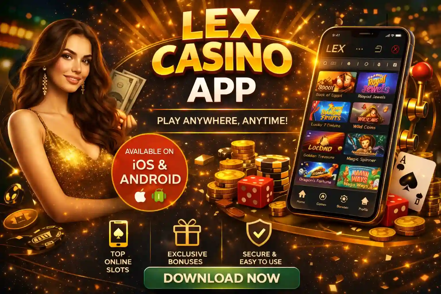 Lex Casino App – Laden Sie die mobile Casino-App für Slots, Boni und Echtgeld-Spiele jederzeit und überall herunter